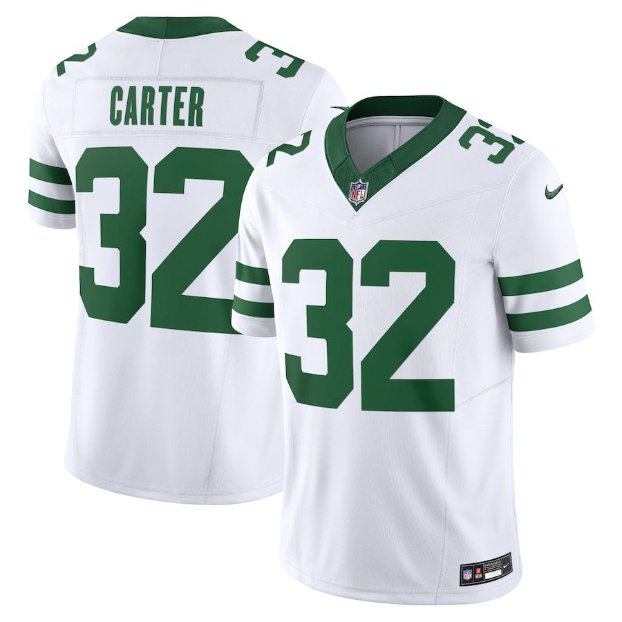 Men New York Jets #32 Michael Carter Nike Legacy White Vapor F.U.S.E. Limited NFL Jersey